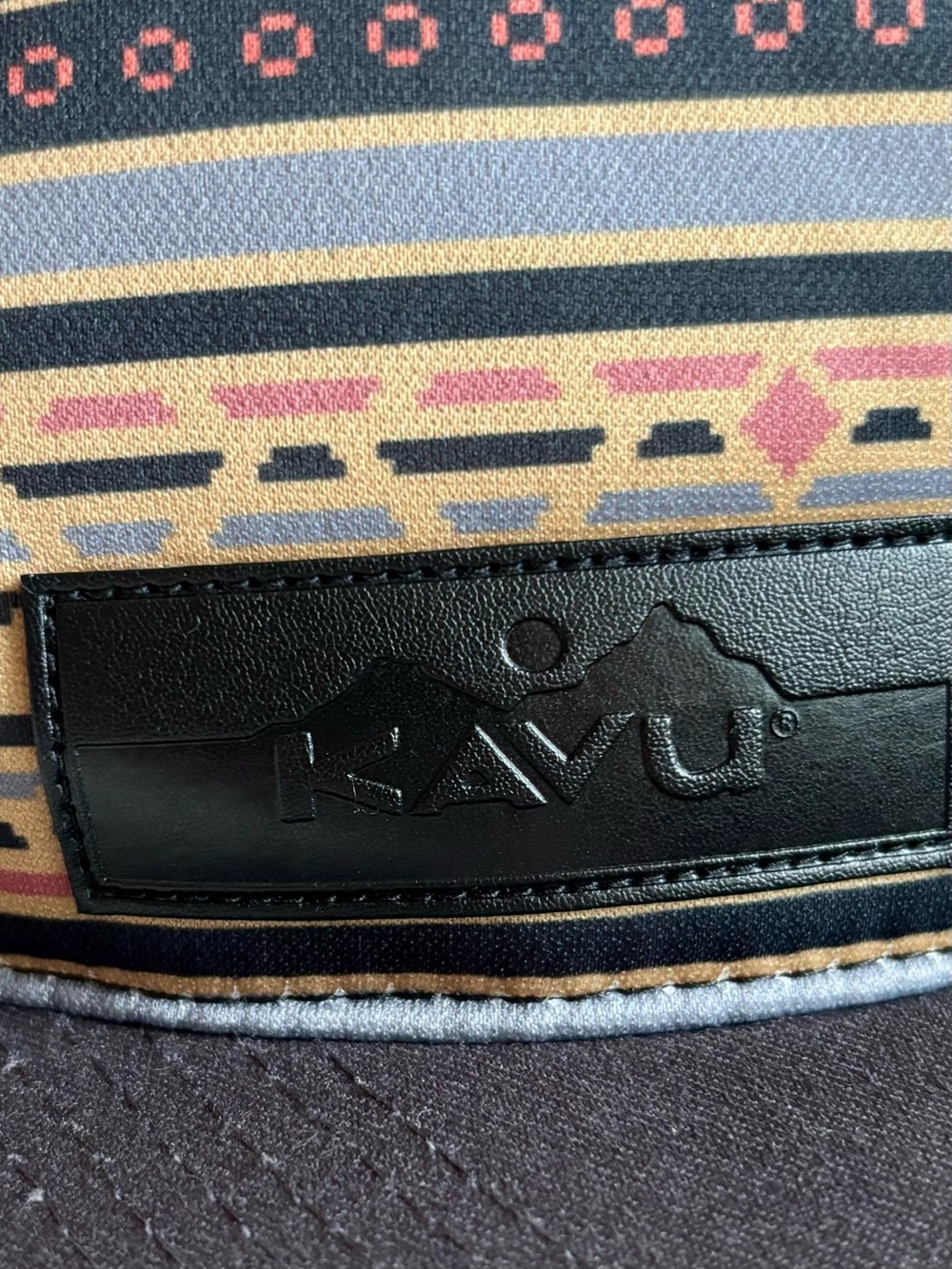 Kavu Patterned Trucker Hat in Mustard and Brown - Picture 2 of 5